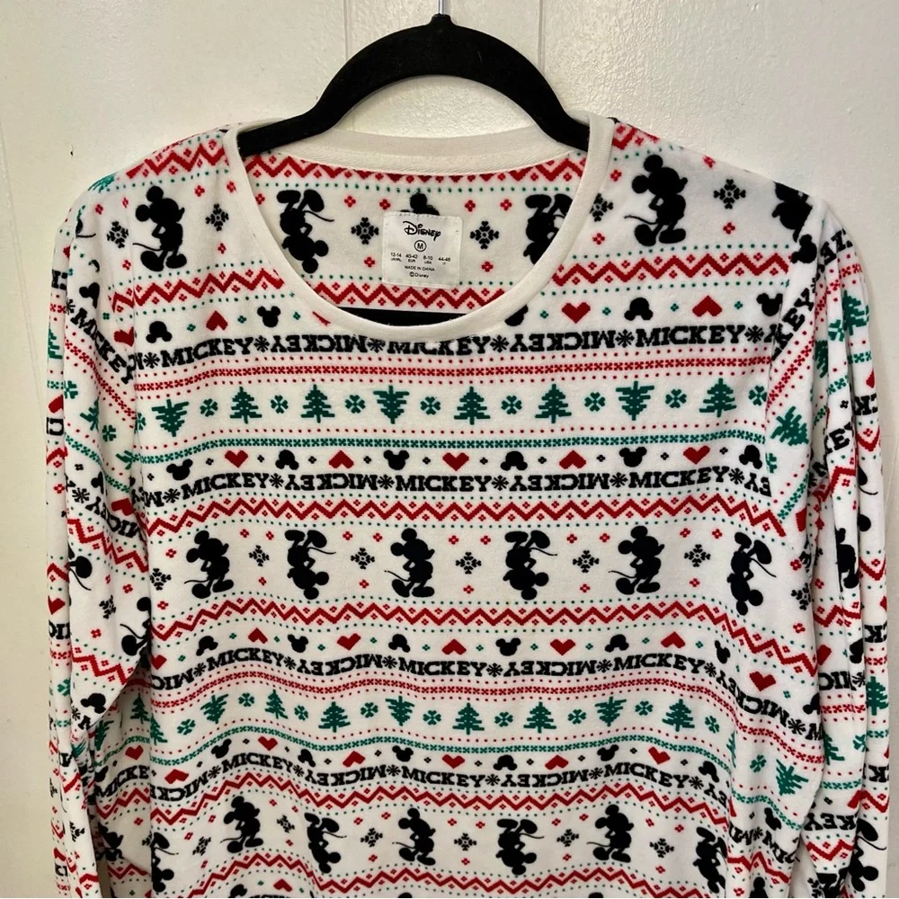 Disney Women's White Red Green Black Mickey Christmas Pajama Set - Picture 4 of 9